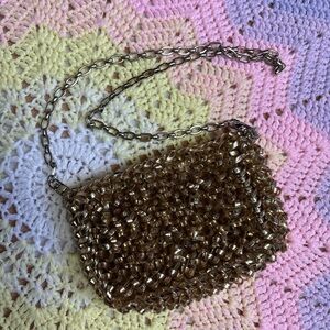 Anteprima Gold Vinyl Woven Purse with Chain Strap